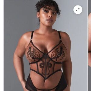 Thistle and Spire Black Lace Bra with Sheer Panels